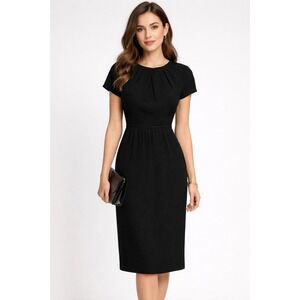 Burberry London Gathered Neck Silk Dress Black 4